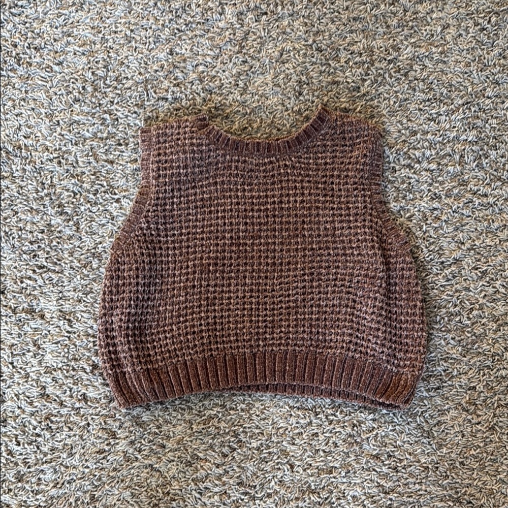 Brown Knit Sweater Vest
